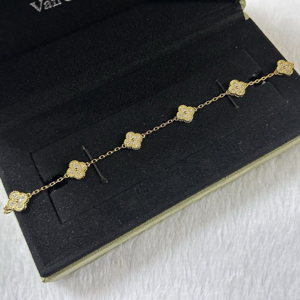 [Marin]BRACELET CLOVER 6 MOTIFS DIAMANTS