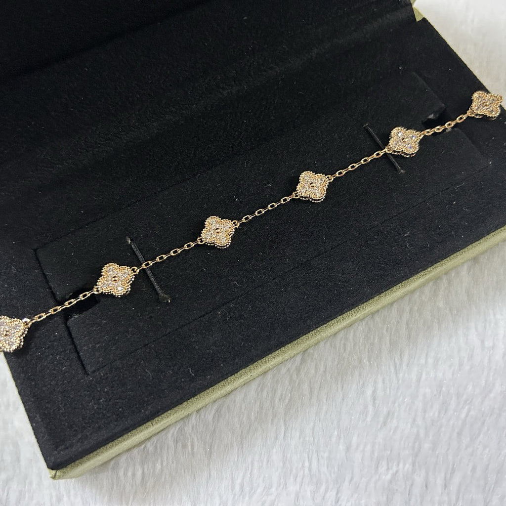 [Marin]BRACELET CLOVER 6 MOTIFS DIAMANTS