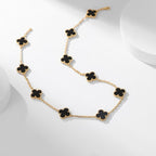 [Marin]CLOVER 10 MOTIFS ONYX NECKLACE