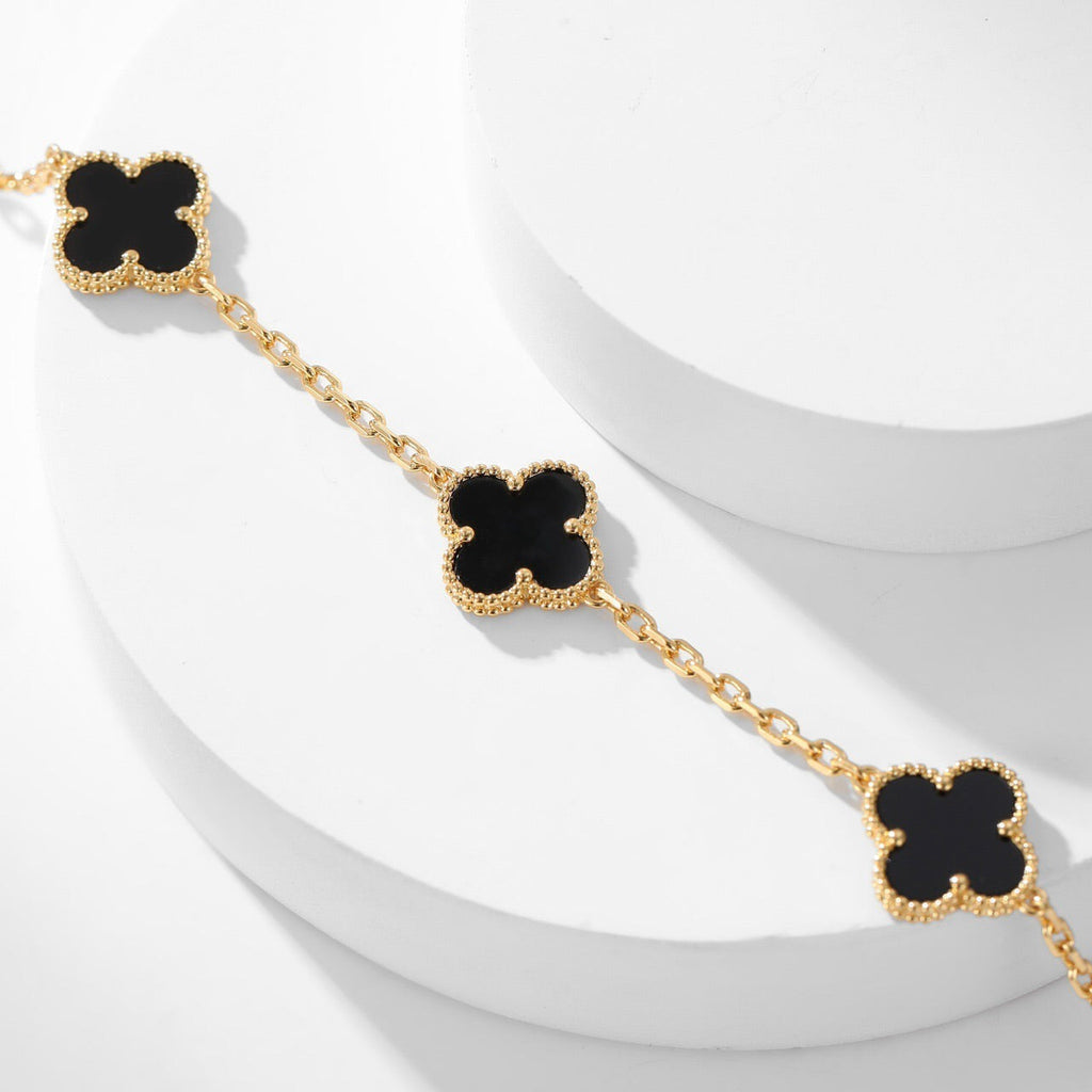[Marin]CLOVER 10 MOTIFS ONYX NECKLACE