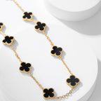 [Marin]CLOVER 10 MOTIFS ONYX NECKLACE