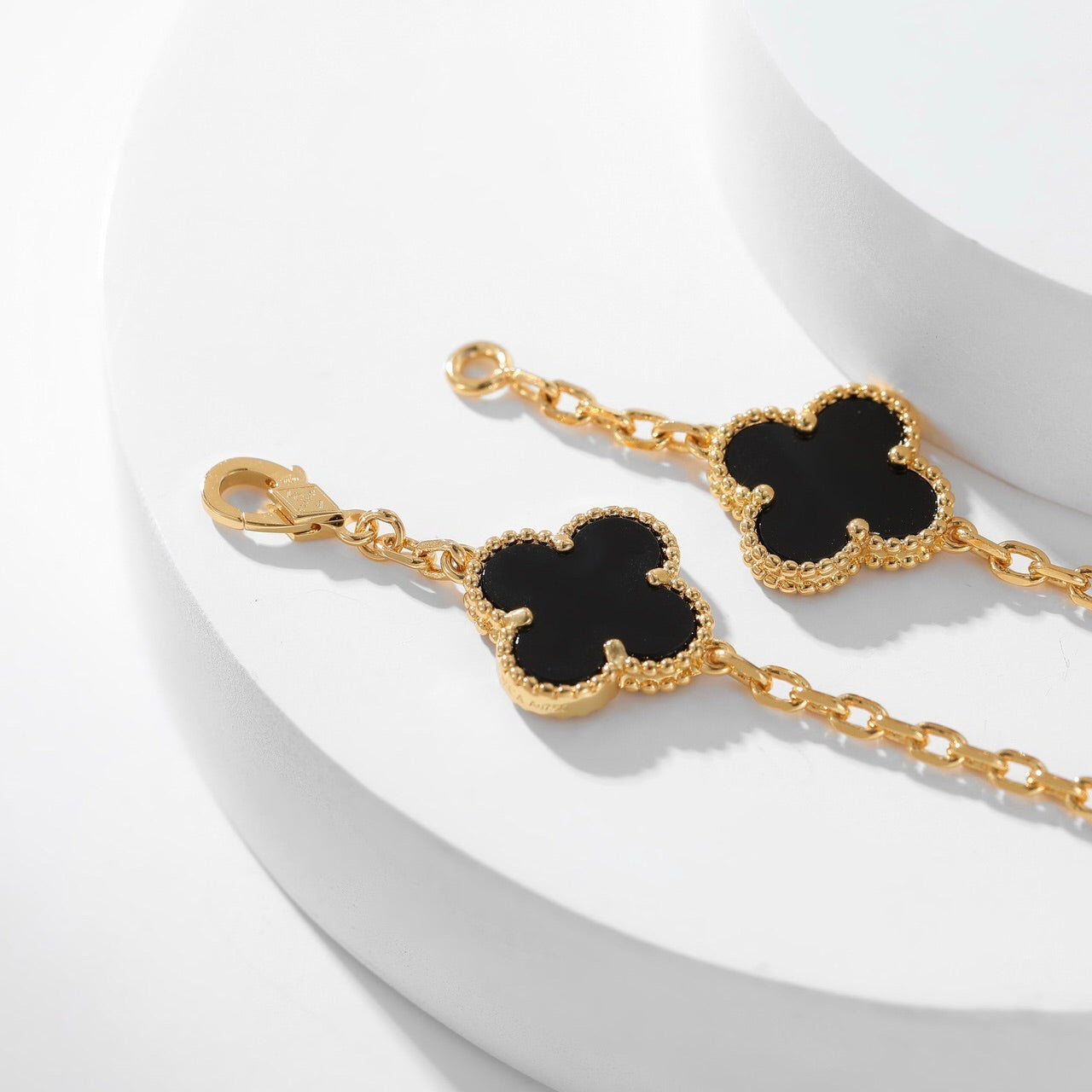 [Marin-Jewelry]CLOVER 10 MOTIFS ONYX NECKLACE
