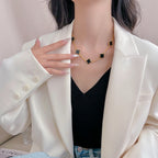 [Marin]CLOVER 10 MOTIFS ONYX NECKLACE