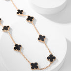 [Marin]CLOVER 10 MOTIFS ONYX NECKLACE
