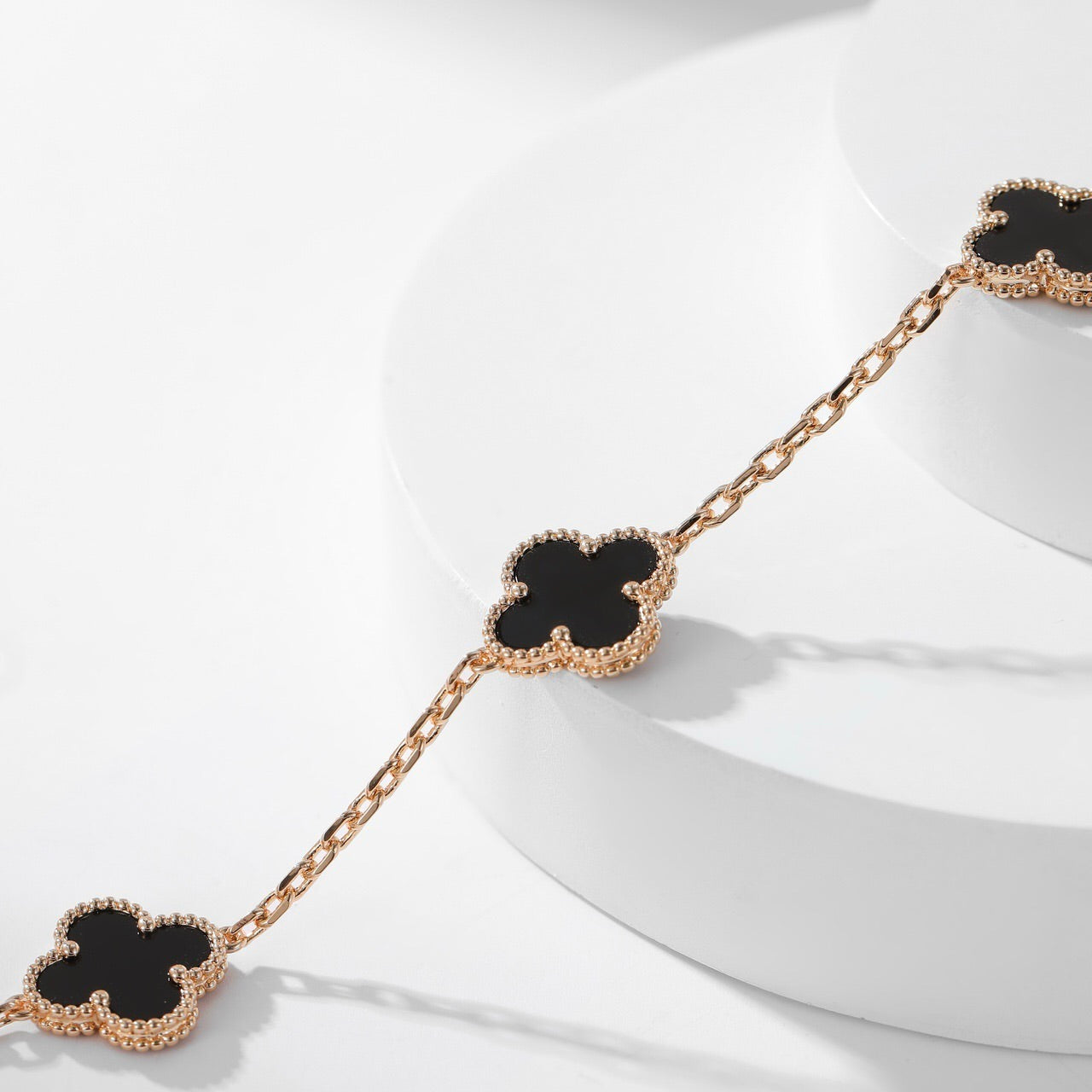 [Marin]CLOVER 10 MOTIFS ONYX NECKLACE