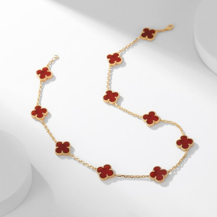 [Marin]CLOVER 10 MOTIFS CARNELIAN NECKLACE
