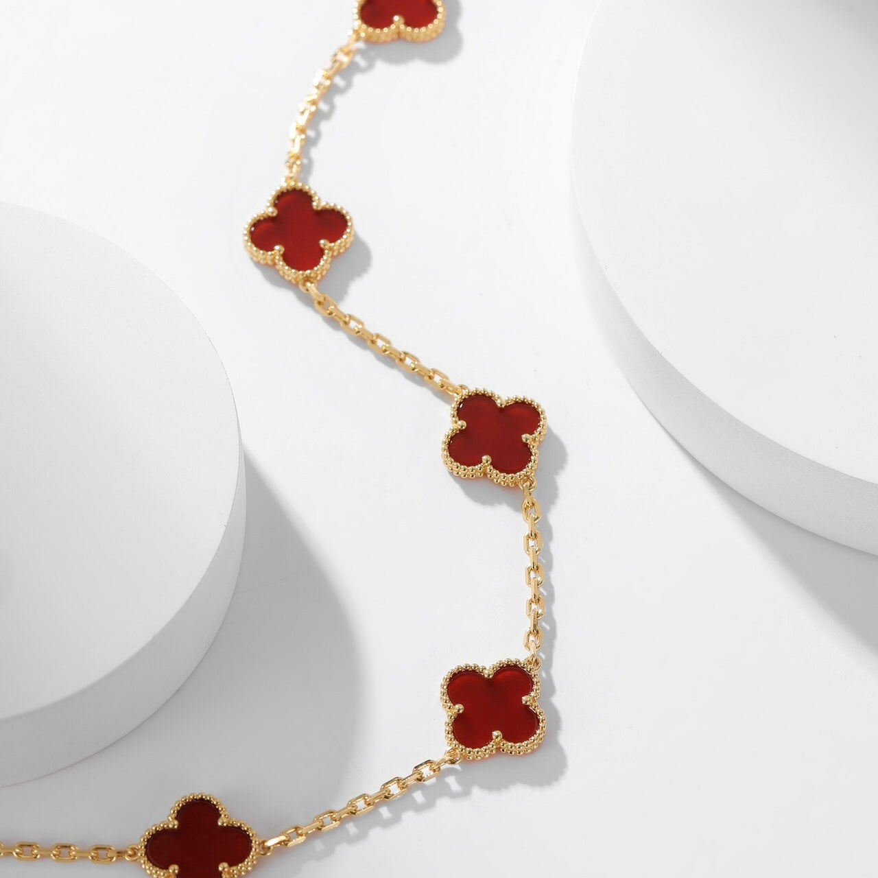 [Marin-Jewelry]CLOVER 10 MOTIFS CARNELIAN NECKLACE