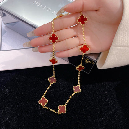 [Marin-Jewelry]CLOVER 10 MOTIFS CARNELIAN NECKLACE