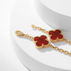 [Marin]CLOVER 10 MOTIFS CARNELIAN NECKLACE