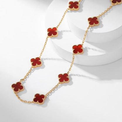 [Marin-Jewelry]CLOVER 10 MOTIFS CARNELIAN NECKLACE