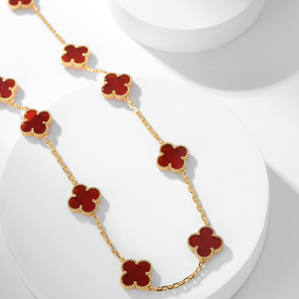 [Marin]CLOVER 10 MOTIFS CARNELIAN NECKLACE