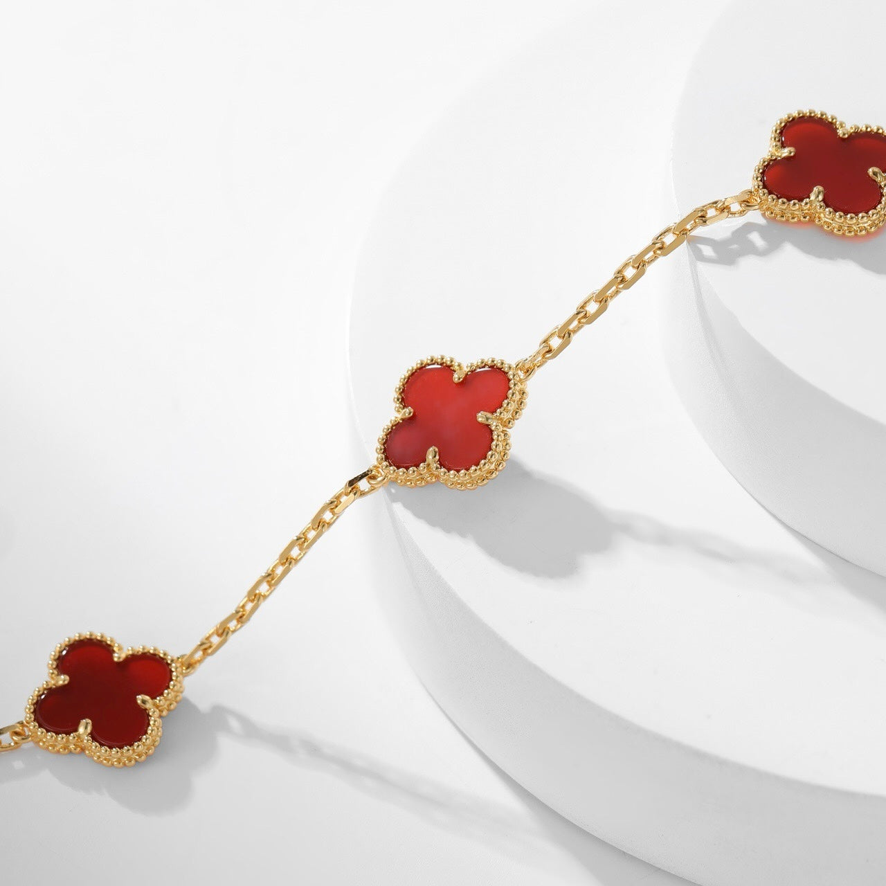[Marin-Jewelry]CLOVER 10 MOTIFS CARNELIAN NECKLACE
