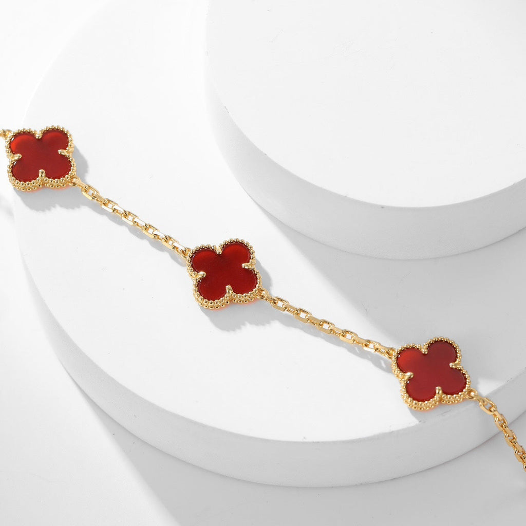 [Marin]CLOVER 10 MOTIFS CARNELIAN NECKLACE