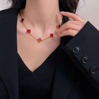[Marin]CLOVER 10 MOTIFS CARNELIAN NECKLACE