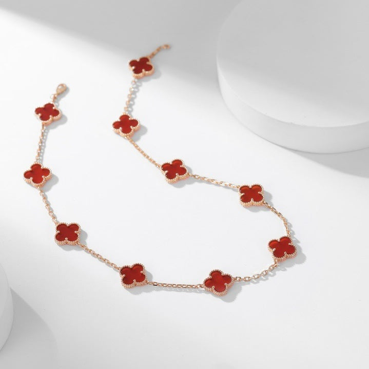 [Marin-Jewelry]CLOVER 10 MOTIFS CARNELIAN NECKLACE