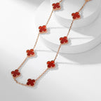 [Marin]CLOVER 10 MOTIFS CARNELIAN NECKLACE