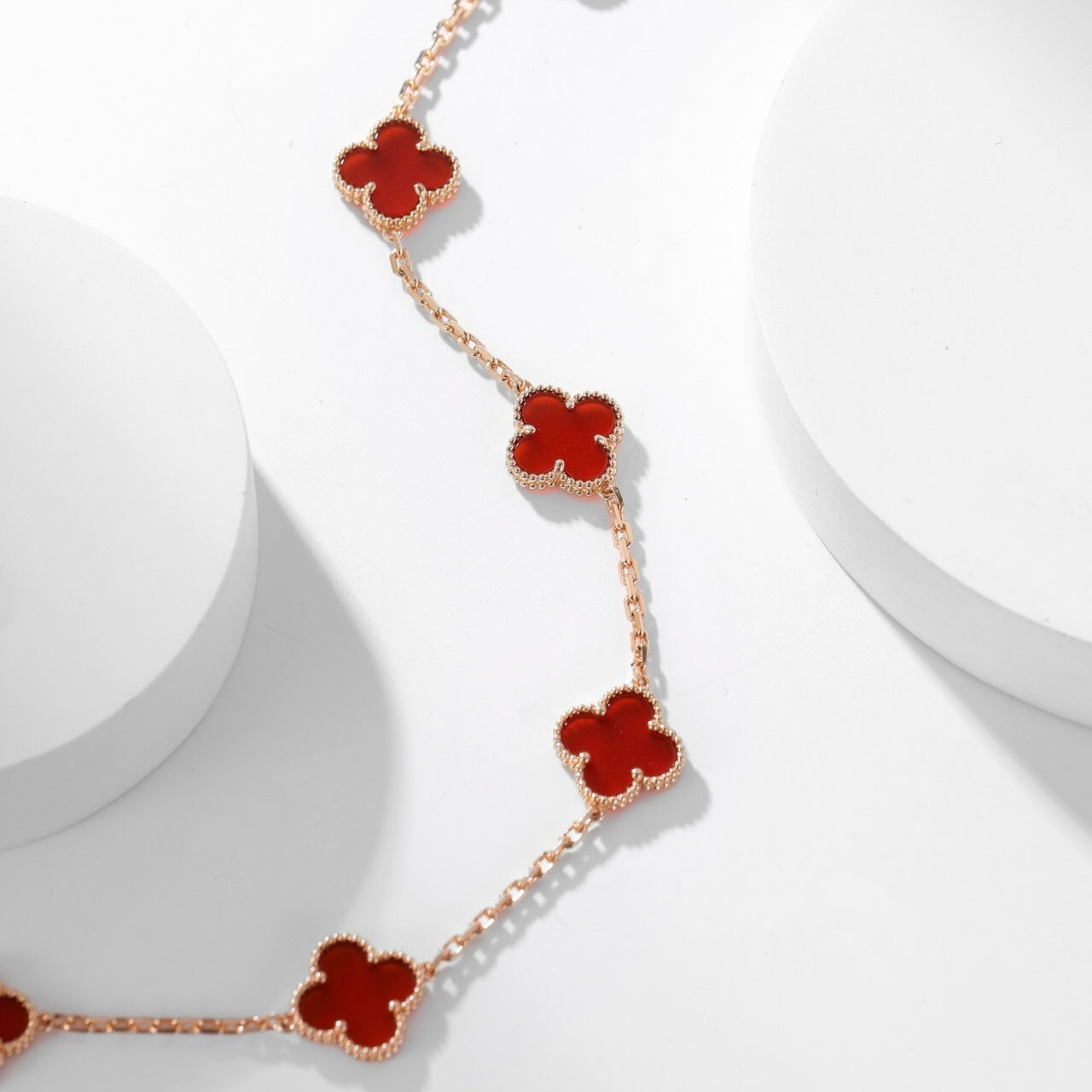 [Marin-Jewelry]CLOVER 10 MOTIFS CARNELIAN NECKLACE