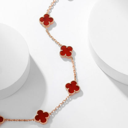 [Marin]CLOVER 10 MOTIFS CARNELIAN NECKLACE