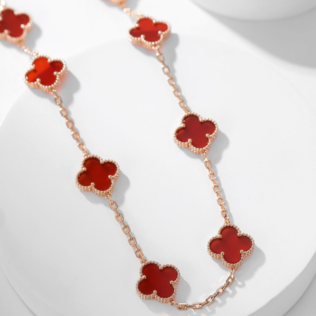 [Marin-Jewelry]CLOVER 10 MOTIFS CARNELIAN NECKLACE