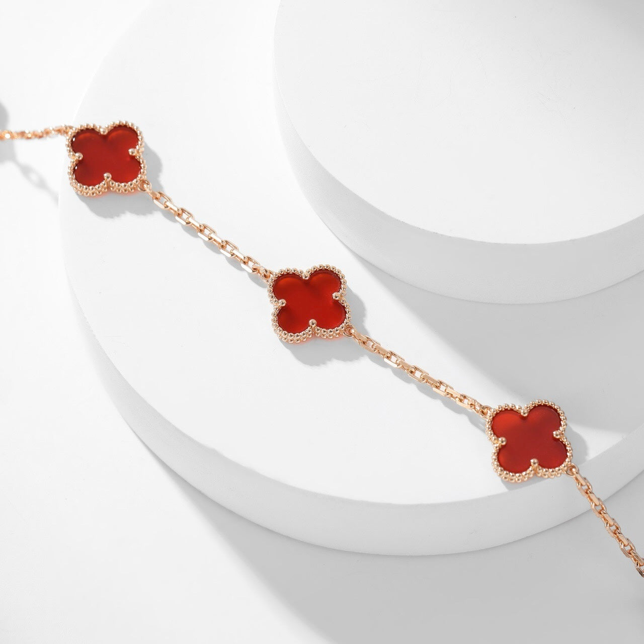 [Marin]CLOVER 10 MOTIFS CARNELIAN NECKLACE