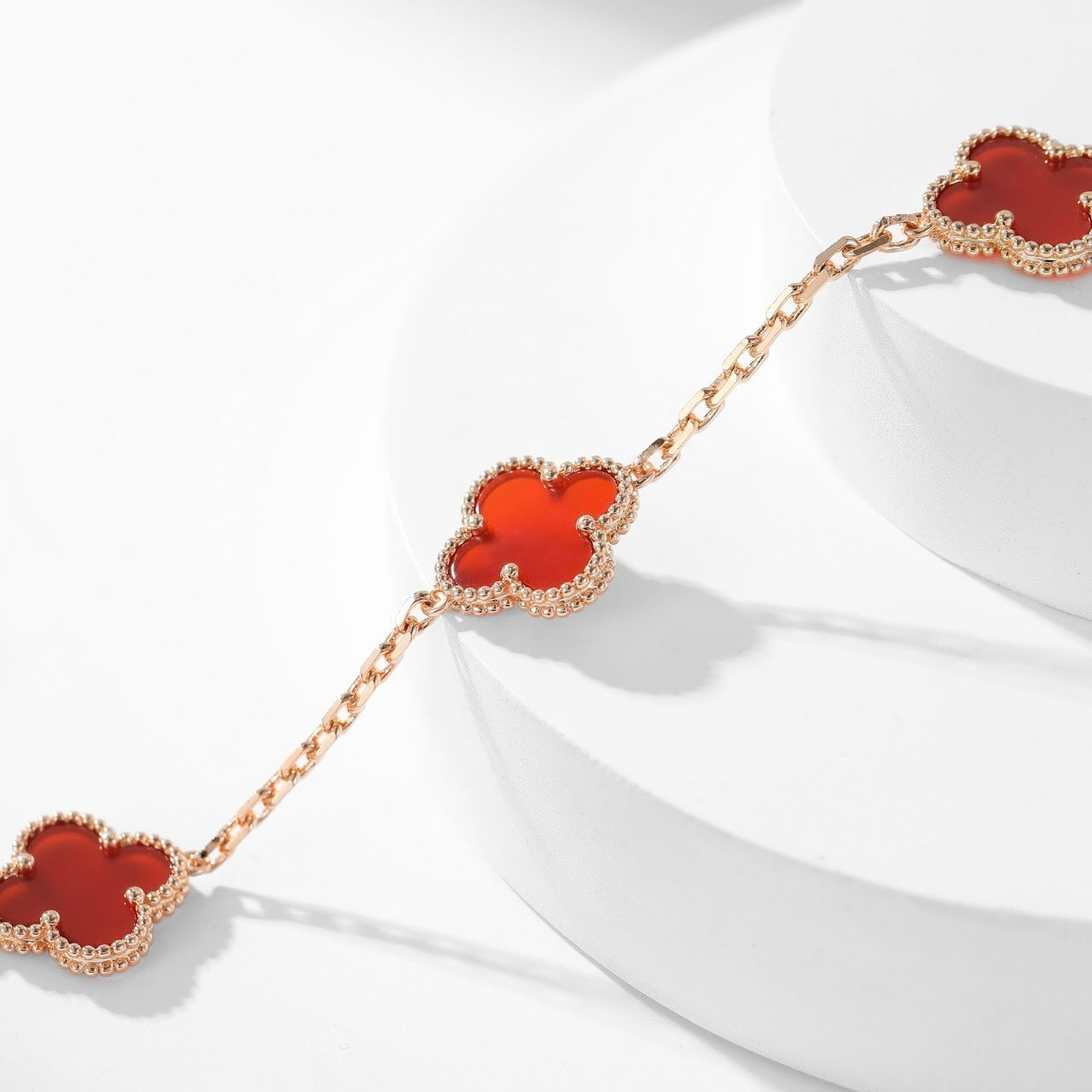 [Marin]CLOVER 10 MOTIFS CARNELIAN NECKLACE