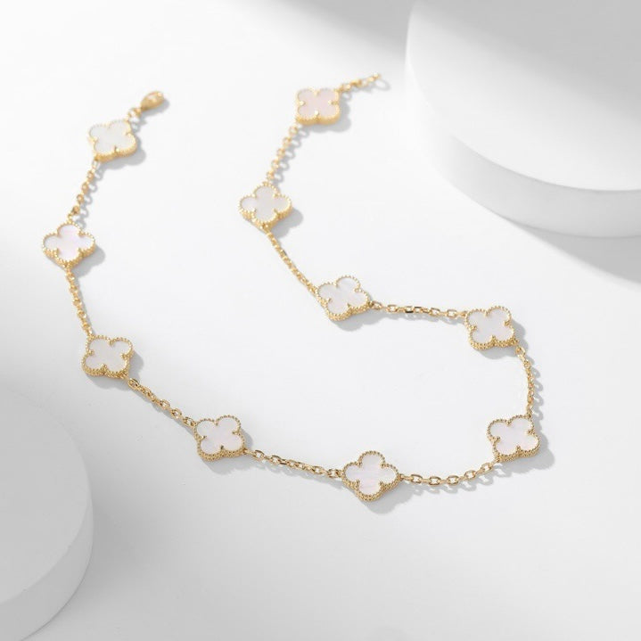 [Marin]CLOVER 10 MOTIFS WHITE MOTHER OF PEARL NECKLACE