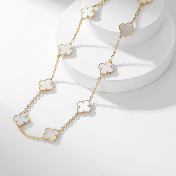[Marin]CLOVER 10 MOTIFS WHITE MOTHER OF PEARL NECKLACE