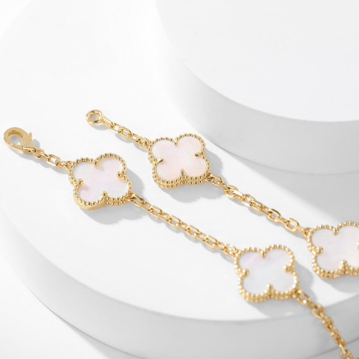 [Marin]CLOVER 10 MOTIFS WHITE MOTHER OF PEARL NECKLACE