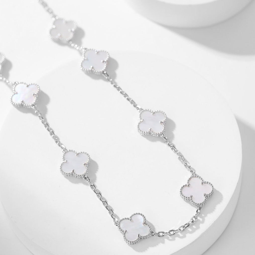 [Marin]CLOVER 10 MOTIFS WHITE MOTHER OF PEARL NECKLACE