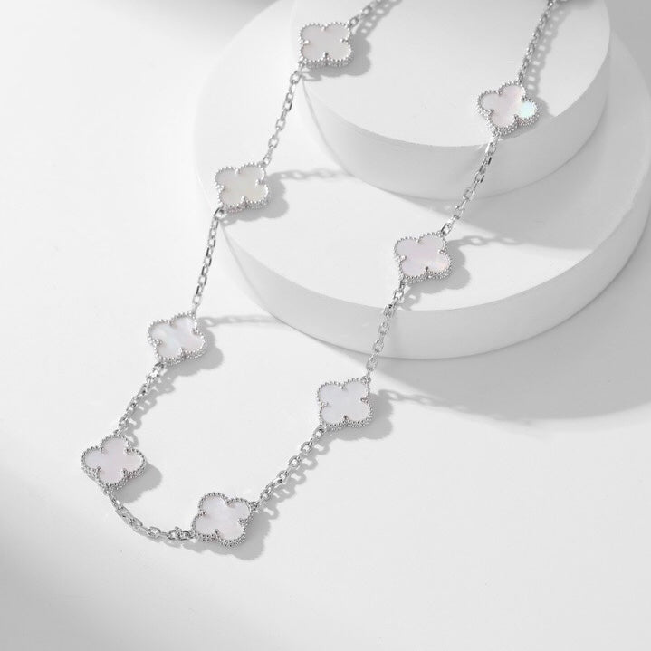 [Marin]CLOVER 10 MOTIFS WHITE MOTHER OF PEARL NECKLACE