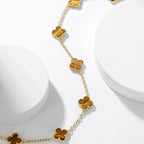 [Marin]CLOVER 10 MOTIFS TIGER EYE NECKLACE