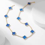 [Marin]CLOVER 10 MOTIFS BLUE AGATE NECKLACE