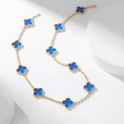 [Marin]CLOVER 10 MOTIFS BLUE AGATE NECKLACE