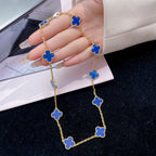 [Marin]CLOVER 10 MOTIFS BLUE AGATE NECKLACE