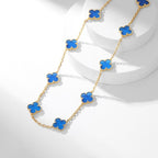 [Marin]CLOVER 10 MOTIFS BLUE AGATE NECKLACE