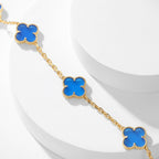 [Marin]CLOVER 10 MOTIFS BLUE AGATE NECKLACE