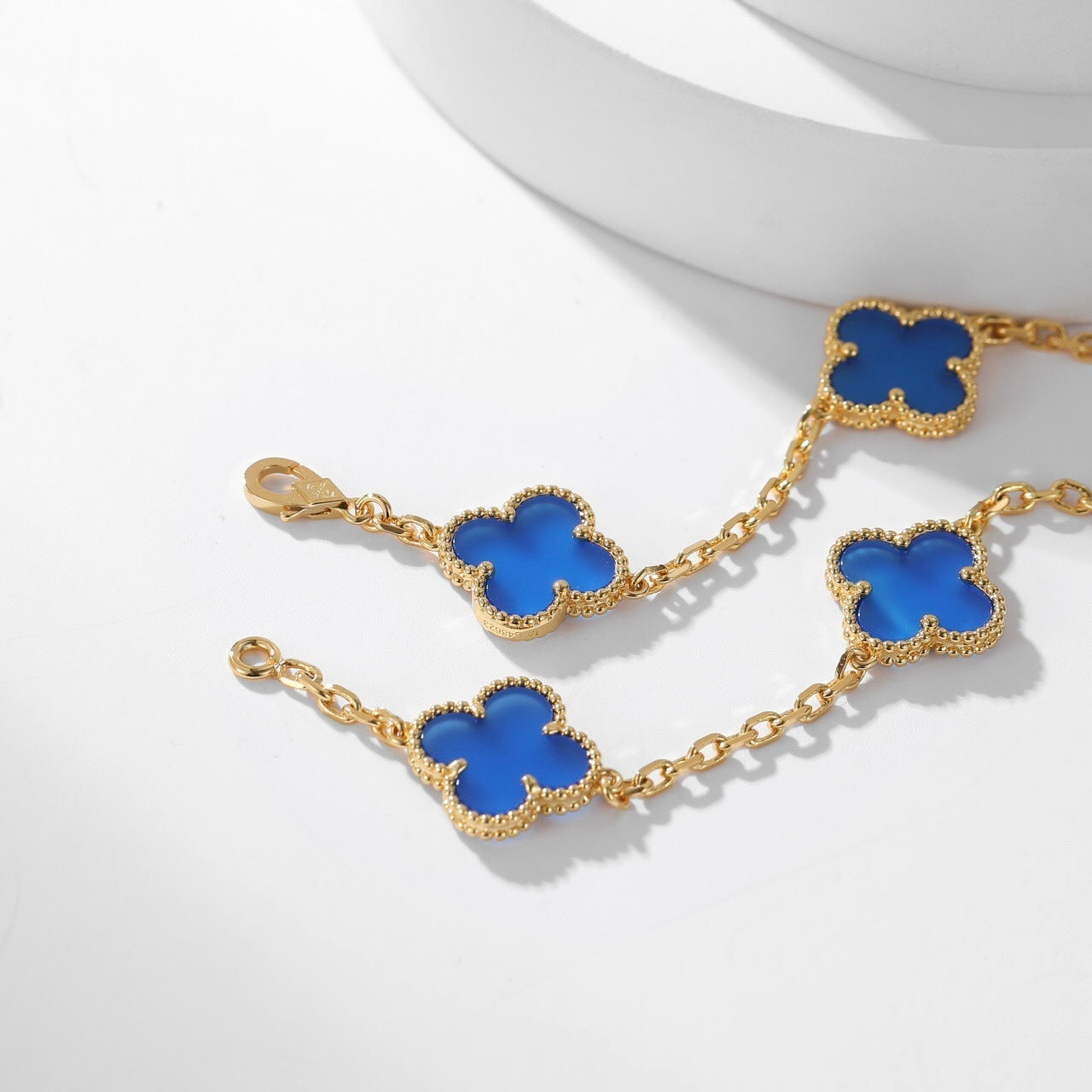 [Marin]CLOVER 10 MOTIFS BLUE AGATE NECKLACE