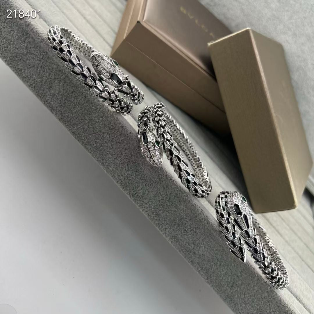 [Marin-Jewelry]NEW OBSIDIAN & DIAMOND SERPENT BRACELET