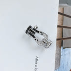 [Marin]GRAND FER À CHEVAL NOIR ET BLANC AVEC DIAMANT EN ARGENT