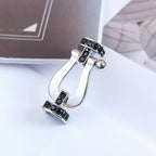 [Marin]GRAND BRACELET FER À CHEVAL EN DIAMANT NOIR EN ARGENT