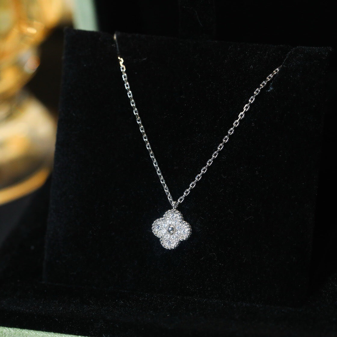 [Marin-Jewelry]CLOVER MINI 9.5MM PENDANT DIAMOND NECKLACE