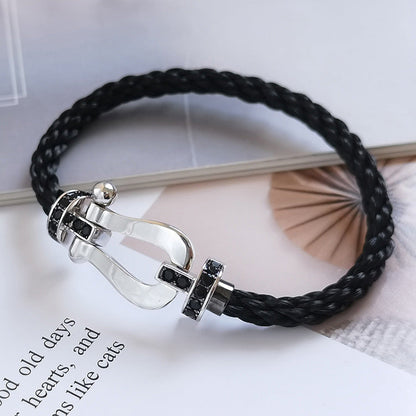 [Marin-Jewelry]FORCE LARGE HORSESHOE BLACK DIAMOND BRACELET SILVER