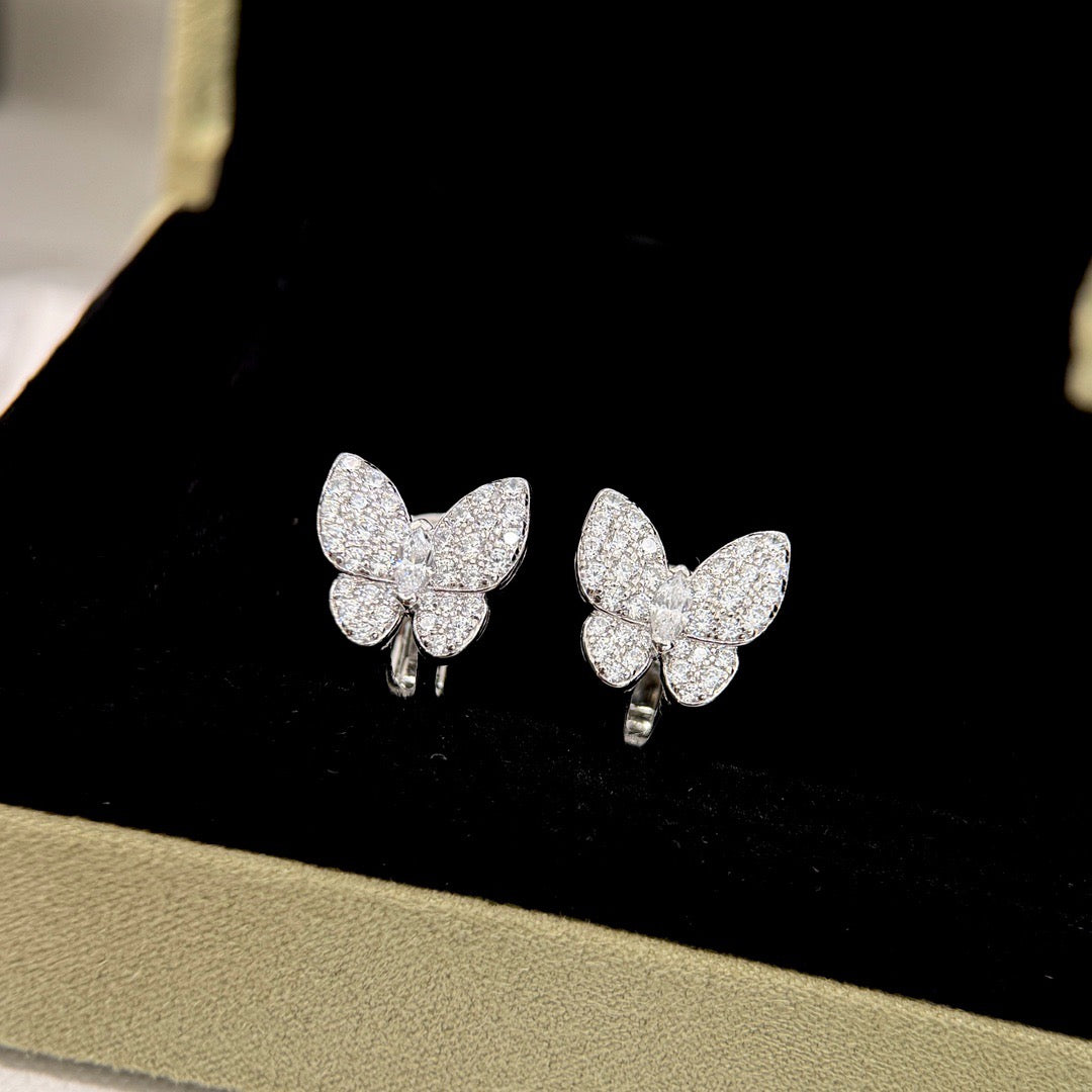 [Marin]BOUCLES D'OREILLES PAPILLON TOUT DIAMANT