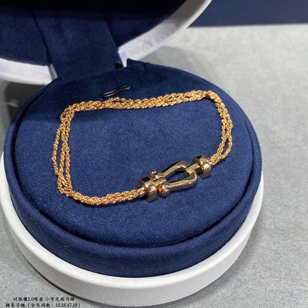 [Marin]FORCE SMALL HORSESHOE  DIAMOND CHAIN ROPE BRACELET