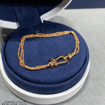 [Marin-Jewelry]FORCE SMALL HORSESHOE  DIAMOND CHAIN ROPE BRACELET