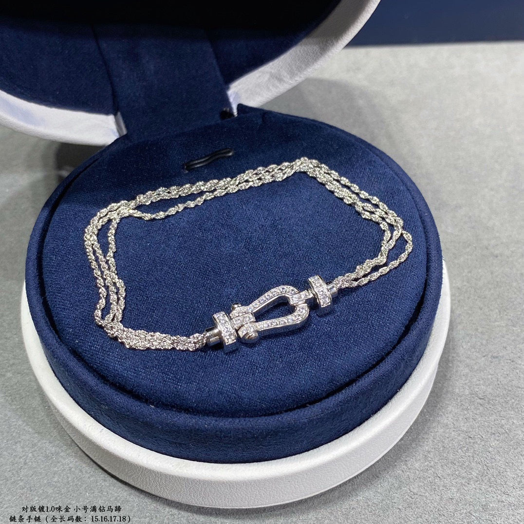 [Marin]FORCE SMALL HORSESHOE  DIAMOND CHAIN ROPE BRACELET