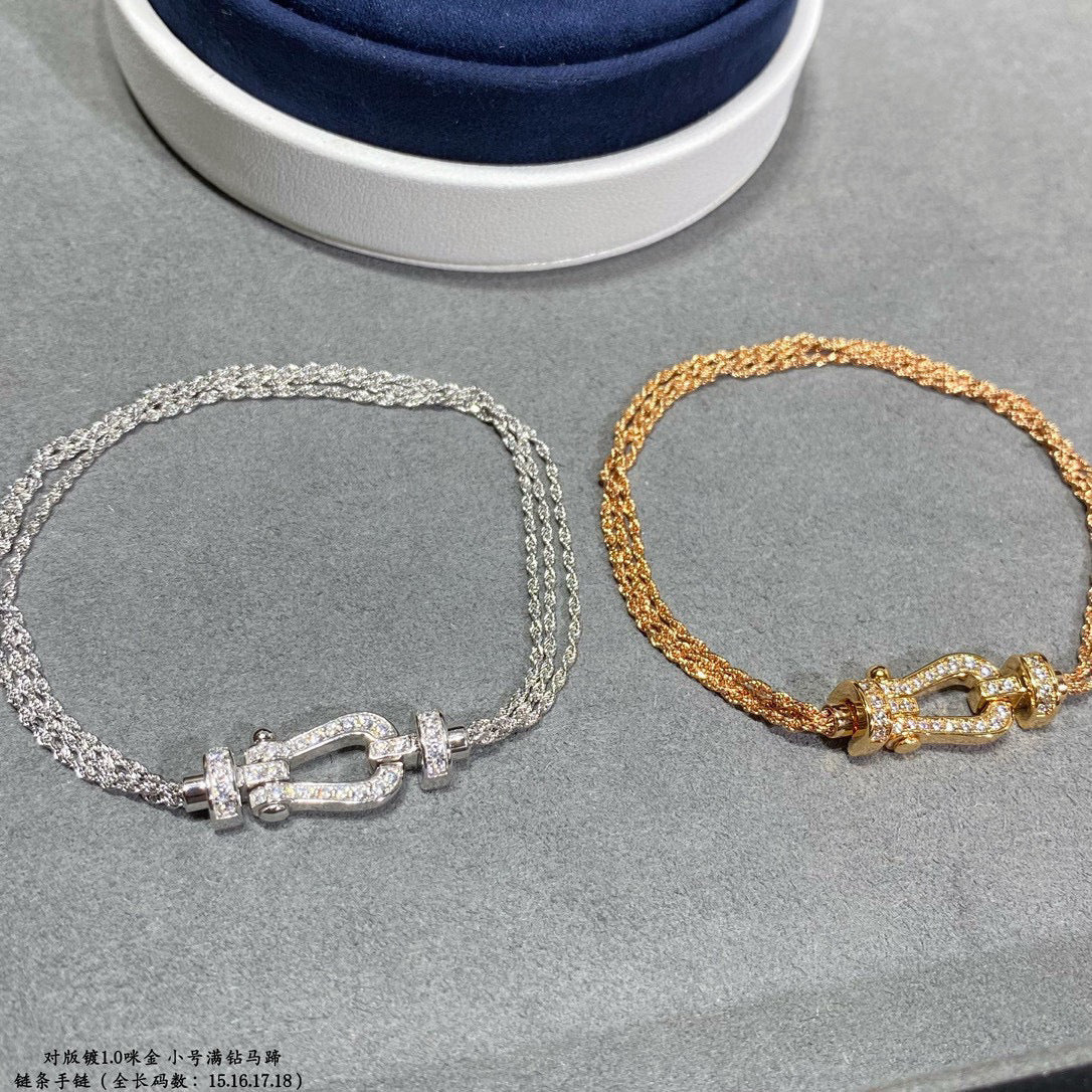 [Marin]FORCE SMALL HORSESHOE  DIAMOND CHAIN ROPE BRACELET