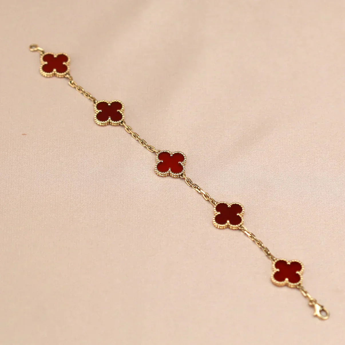 [⭐Shinejoy] CLOVER 5 MOTIF RED CORNELIAN BRACELET COLLECTION