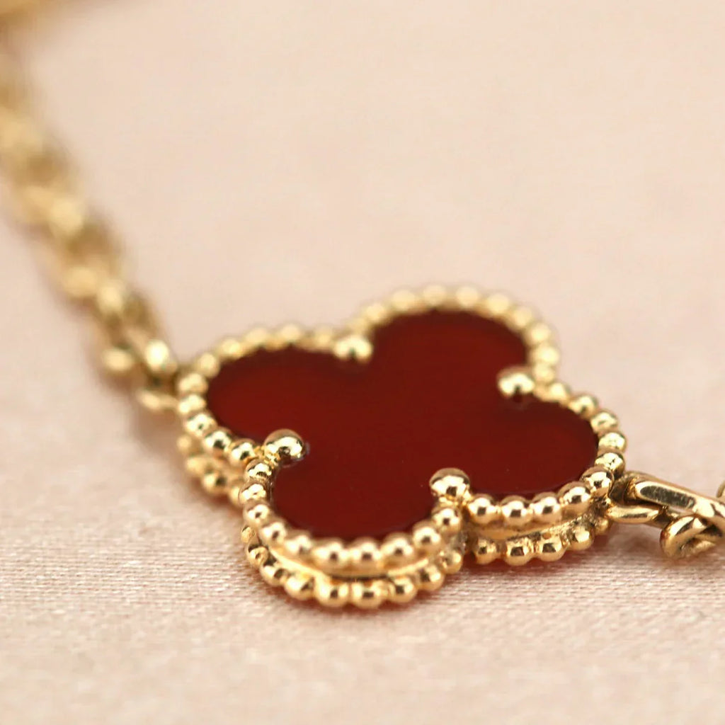 [⭐Shinejoy] CLOVER 5 MOTIF RED CORNELIAN BRACELET COLLECTION