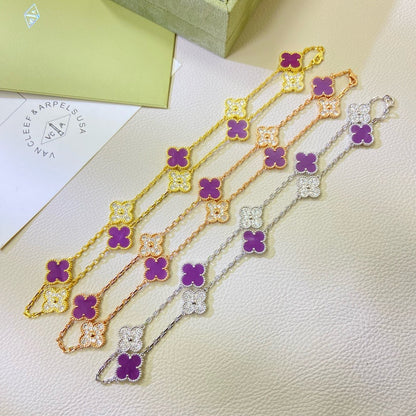 [Marin-Jewelry Jewelry]CLOVER 10 MOTIFS  PURPLE VIOLET DIAMOND NECKLACE